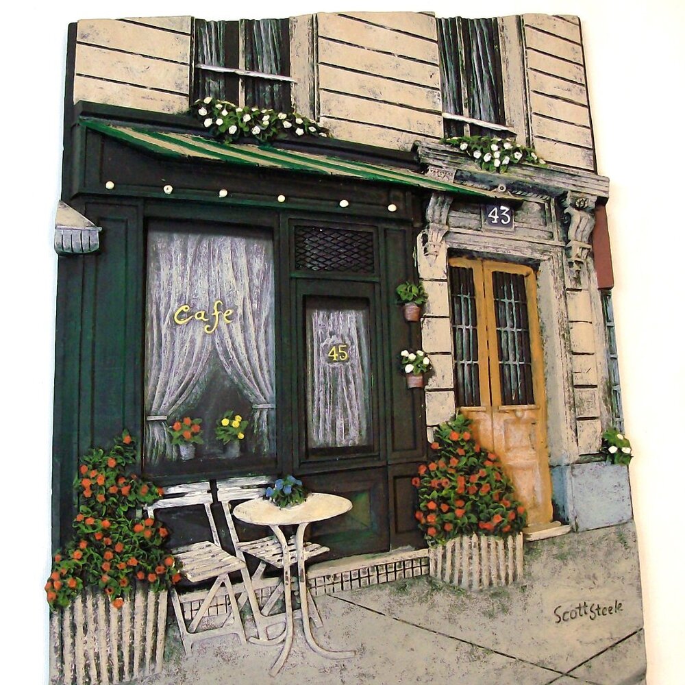 French Inspired Wall Plaque. Scott Steele 3D Resin. Café 45 Artissimo